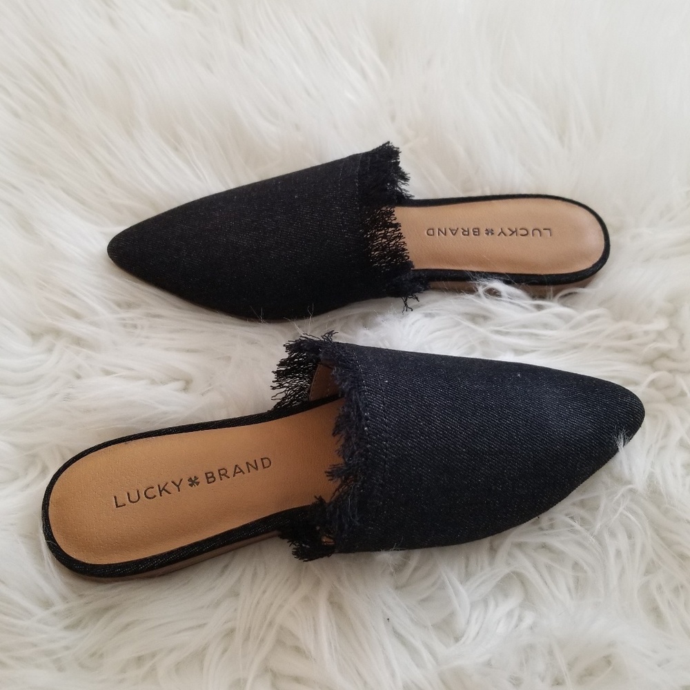 Lucky Brand Black Denim Flats, Mules,Loafers Shoes - Picture 6 of 8